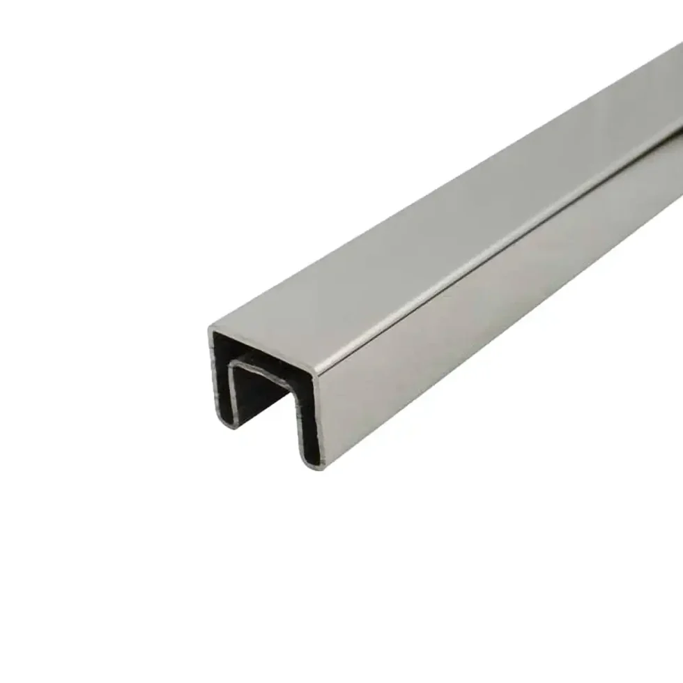 25x21mm slotted square stainless steel tube for glass balustrade handrail channel rail DIY