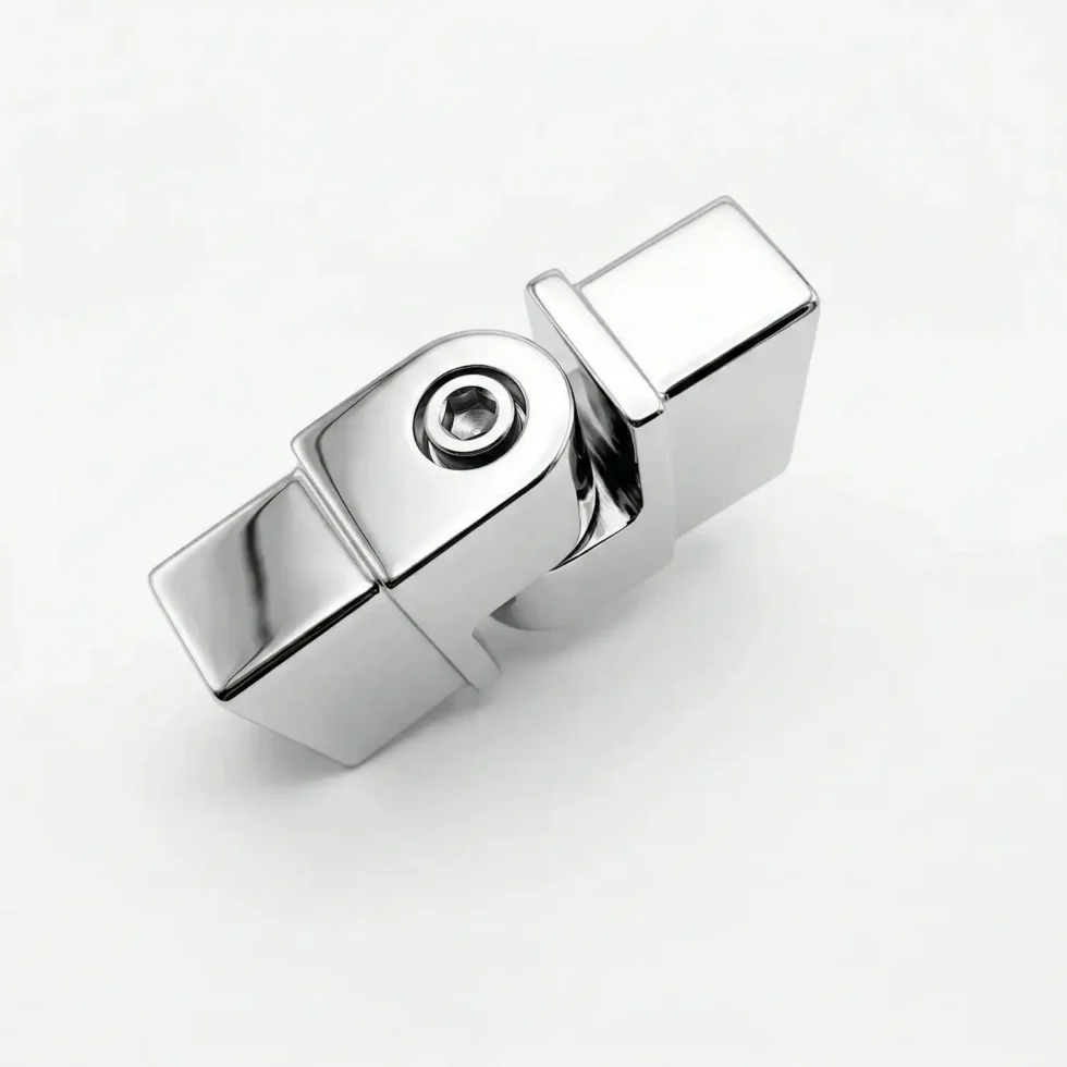 Adjustable horizontal bend slotted square 25x21mm stainless steel handrail fitting glass balustrade