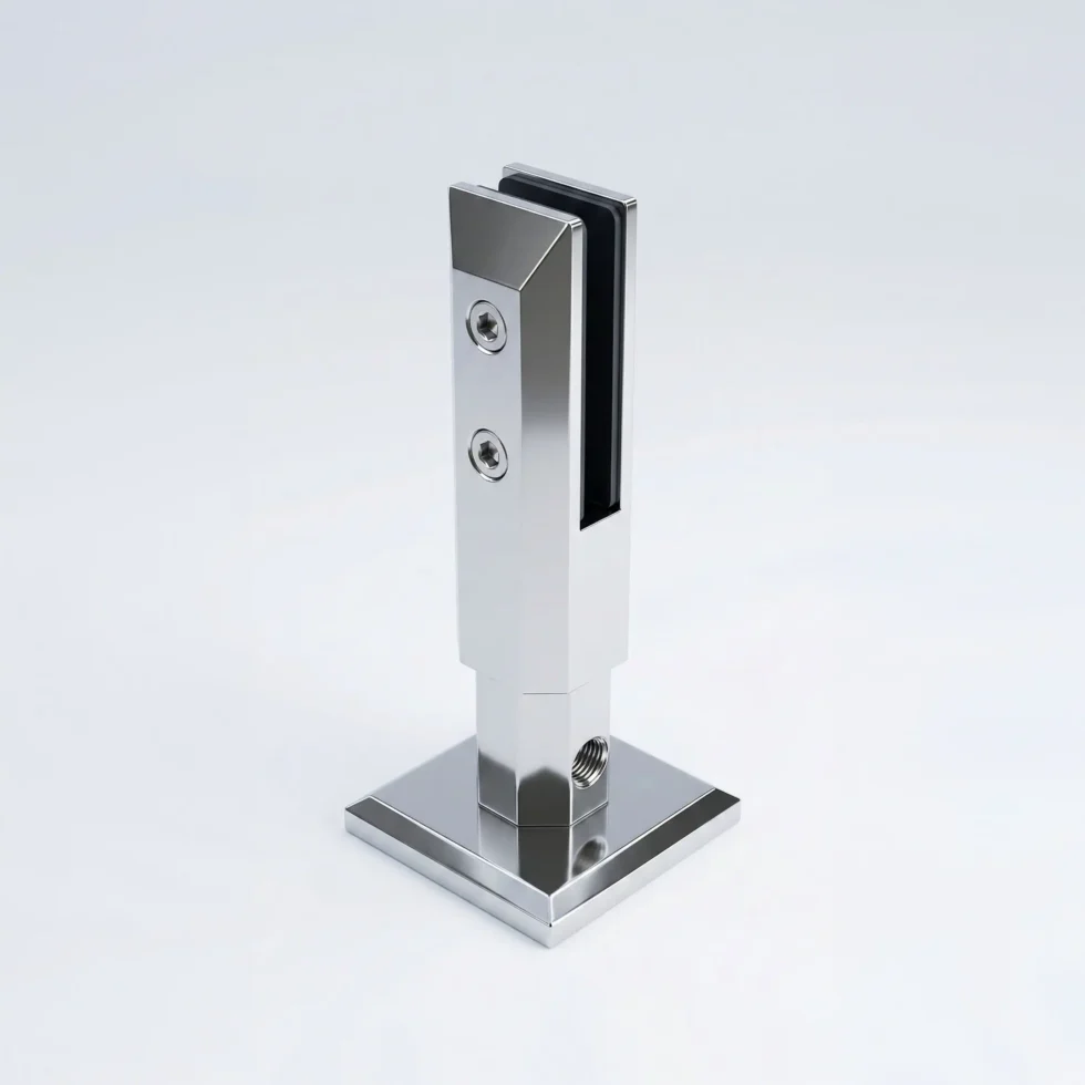 Core drill square spigot 50x50mm stainless steel for frameless glass balustrade DIY installation