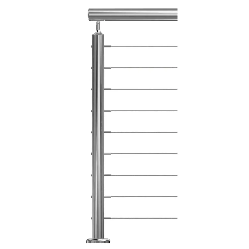 Ready made 50.8mm stainless steel stanchion with cable infill front view for DIY cable balustrade