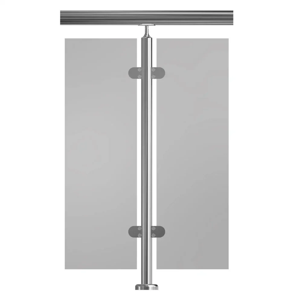 Ready made 38.1mm stainless steel glass clamp stanchion front view for DIY frameless glass balustrade