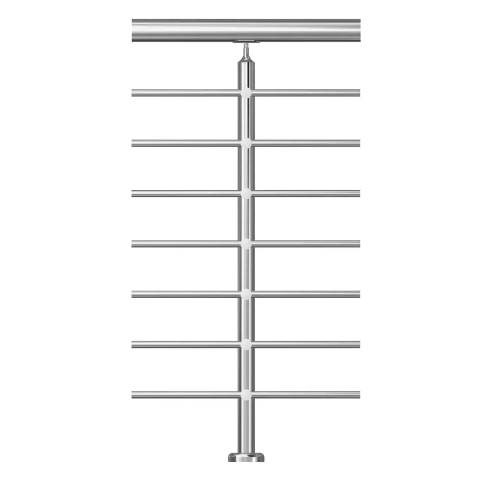 Ready made 38.1mm stainless steel stanchion with pipe holder tube infill front view DIY balustrade