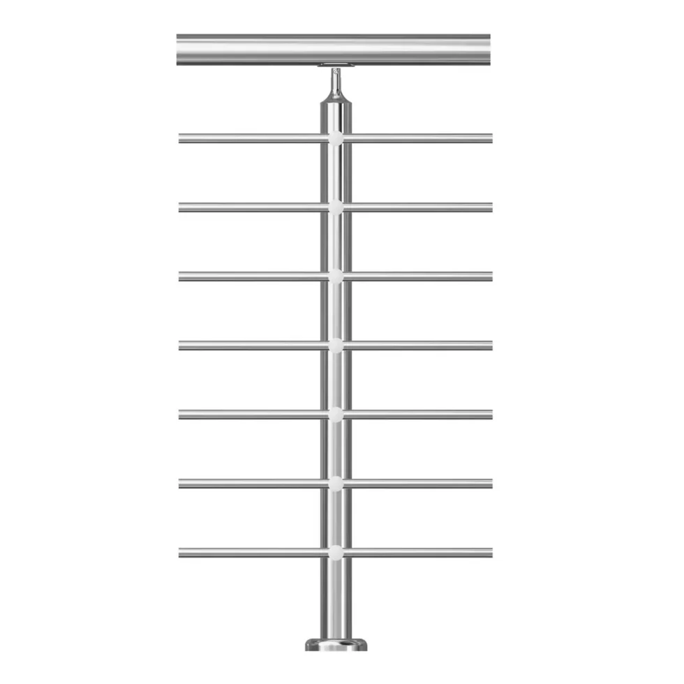 Ready made 38.1mm 50.8mm stainless steel stanchion with pipe holder tube infill front view DIY balustrade