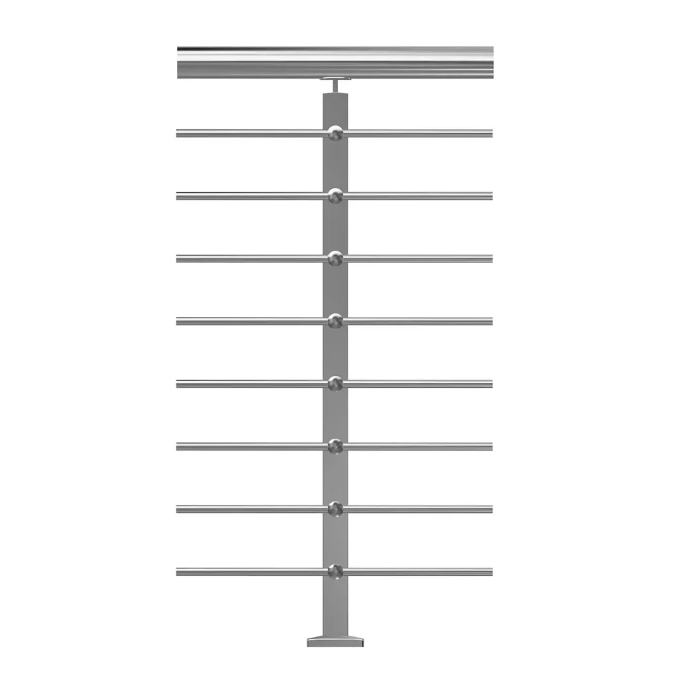 Ready-made 40x40mm square stainless steel stanchion with 12.7mm tube infill and pipe holders front view for DIY tube balustrade