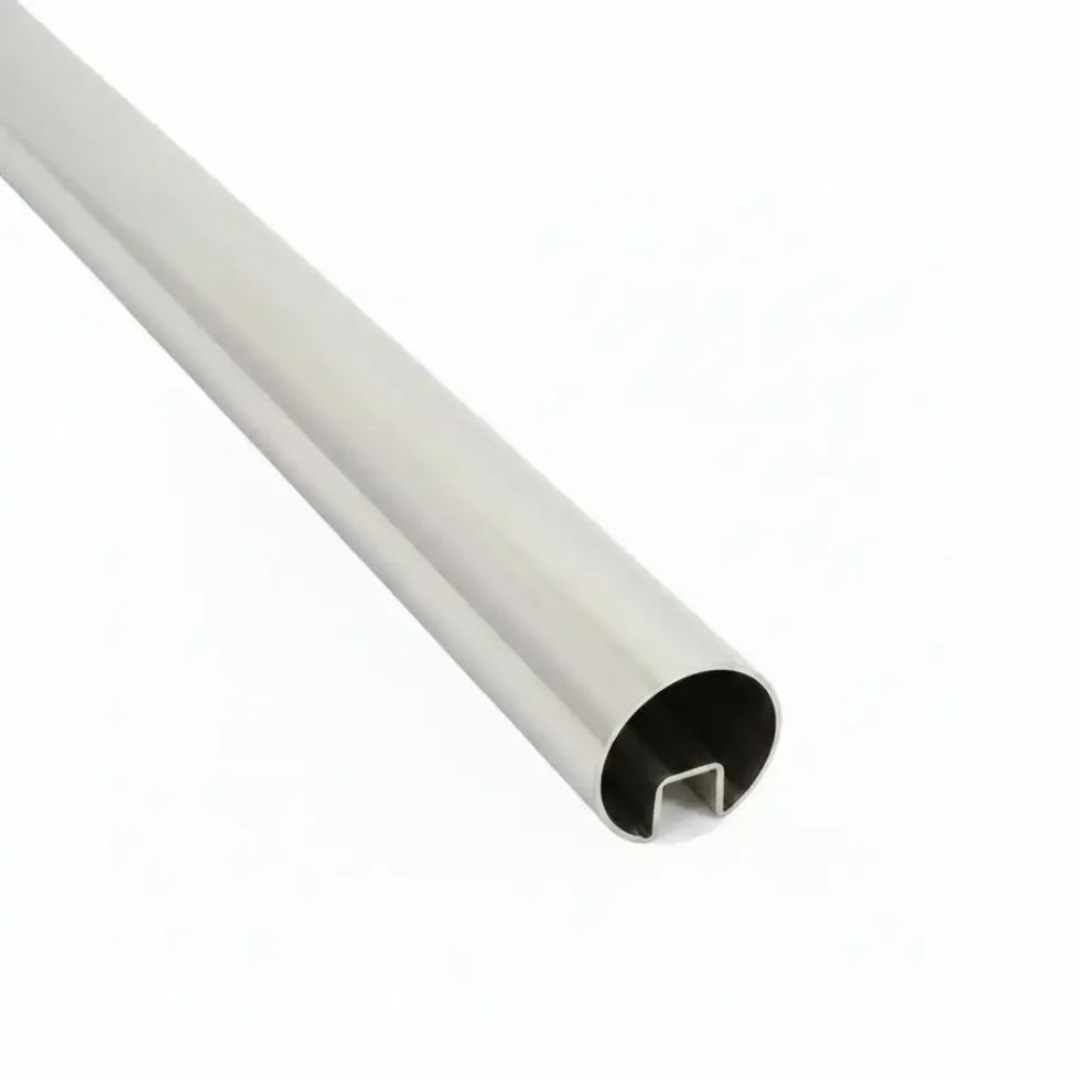 25.4mm slotted round stainless steel tube 5.8m for glass balustrade handrail DIY installation